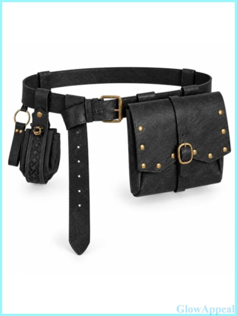 Renaissance PU Faux-Leather Belt Pouch Set Medieval Costume Accessory
